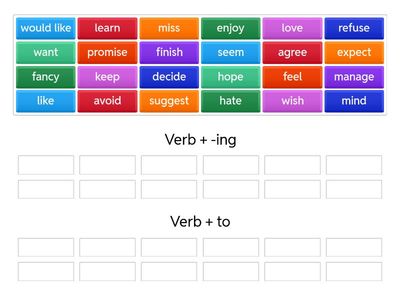 Verbs followed by to or -ing