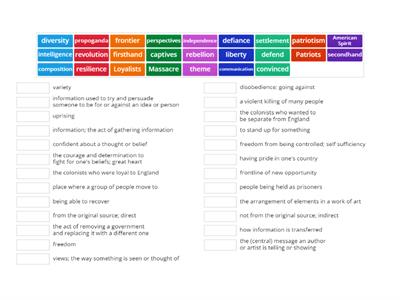 Module 3: The Redcoats are Coming! Vocabulary