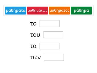 Ουδέτερα ανισοσύλλαβα ουσιαστικά σε -μα.