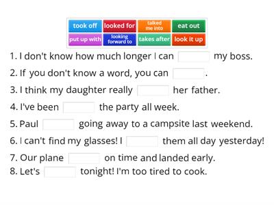 Phrasal Verbs B2 Grammar Practice