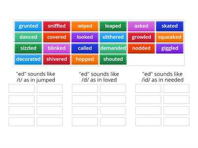 "ed" Ending Sound Sort