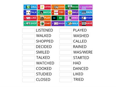 INGLESE🔉: ABBINA I VERBI ( REGOLARI) SIMPLE PRESENT/SIMPLE PAST 