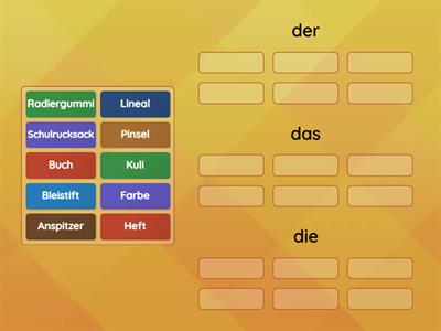 Die Schulsachen der die das