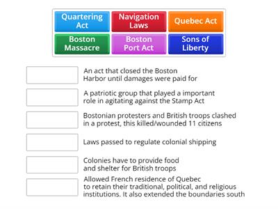 French and Indian War Maching Game
