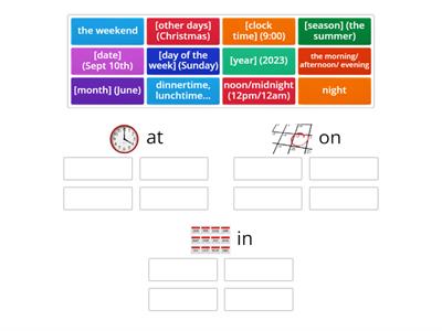 Prepositions of Time: in/on/at