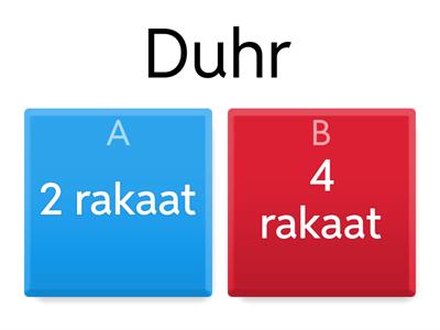 Salah times and rakaat 