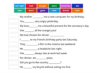  Past Simple Irregular Verbs Match Up