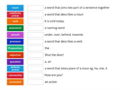 match up spag vocab