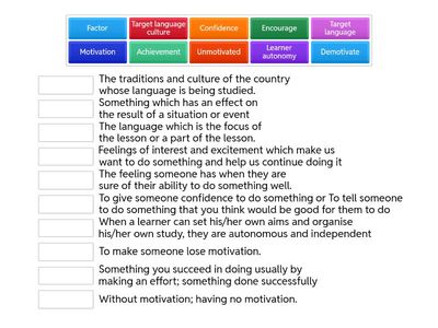 Unit 9 TKT Motivation Vocabulary
