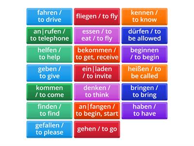 German irregular verbs 1 - Unregelmäßige Verben A1