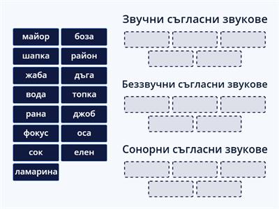 Определи вида на съгласните звукове в думите - 2.клас