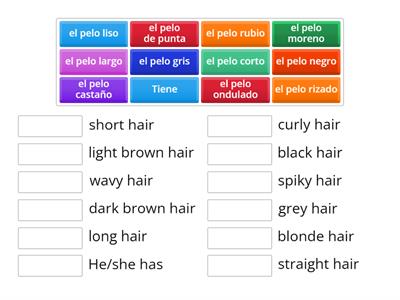 Spanish hair and eyes vocabulary 