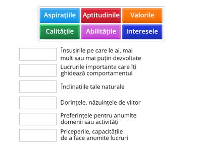 Potrivește cuvintele cu definițiile.