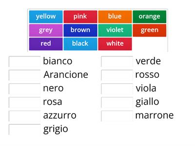  Colori italiano inglese classe terza