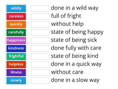 Words with Suffixes and Definitons