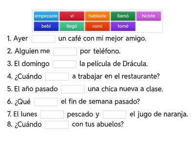 2025 Preterito indefinido (regular)