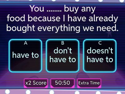 HAVE TO, DON'T HAVE TO, HAS TO, DOESN'T HAVE TO