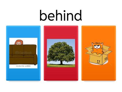 Prepositions of place (behind,between, in front of, on, in, under, next to).