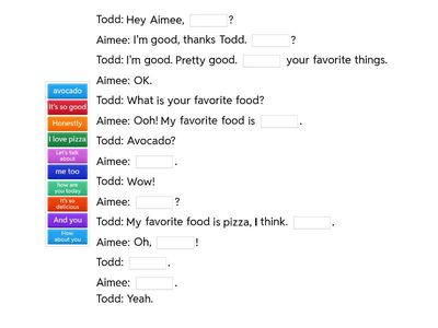 What's your favorite food? (Elllo website - Todd & Aimee conversation)