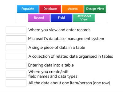 Database Terms Match up