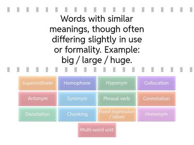 Semantic Relationships (How how words relate to each other in meaning)