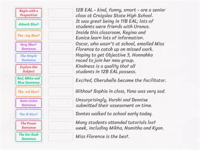 12B EAL Sentence Types