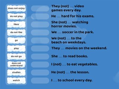 Matching test Simple Present Tenses Junior High School grade 9th