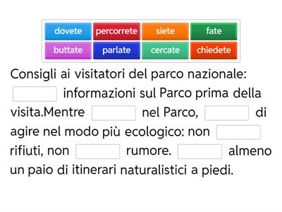 Completate il testo con la forma giusta dei verbi. Attenzione: ci sono parole in più.