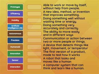 Match the words - Robot article