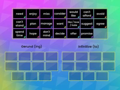 Gerund and Infinitive - matching