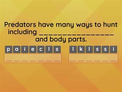 Predators and Prey Spelling 3