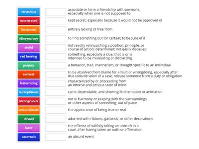 And Then There Were None vocabulary (words/definitions)