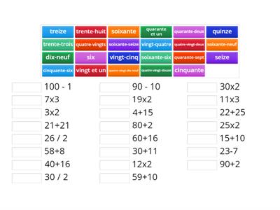 Les nombres 0-100 (des opérations arithmétiques)