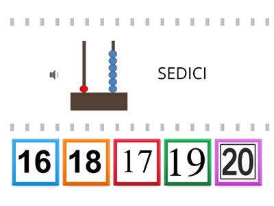 ABBINA ALL`ABACO I NUMERI  ENTRO IL 20 SECONDA PARTE