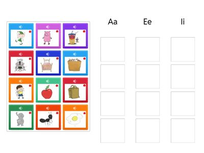 Aa Ee Ii picture sort (Think Read Write 1 by ELF Learning)