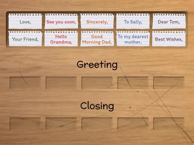 Greeting and Closing Sort