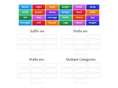 Prefix and Suffixes of -en en- and em-