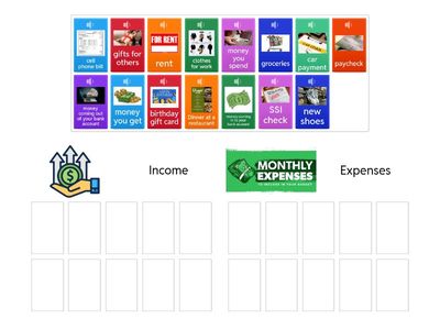  Income vs Expenses ( sorting activity)