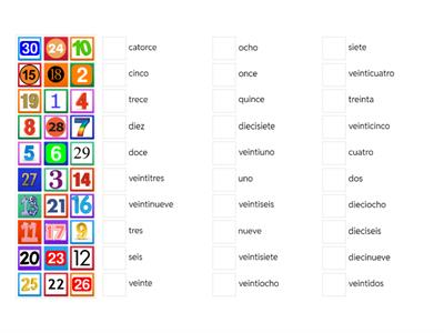 los numeros 1-30