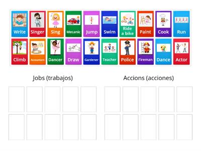 A ordenar trabajos y acciones en ingles