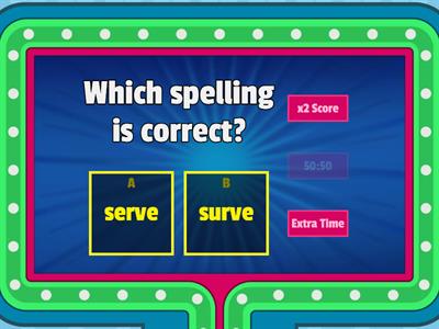 Spelling quiz! - EC U6 - ER IR UR OR