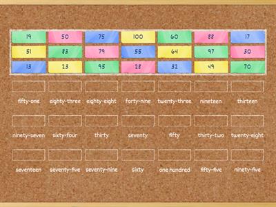Grade 5 Numbers 0-100 Match up