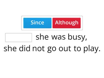 Drag and drop correct conjunction 