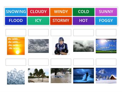  WEATHER (abbinamenti): riordina le parole che si riferiscono al tempo atmosferico