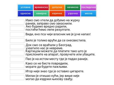 Типови зависних реченица, 2. део