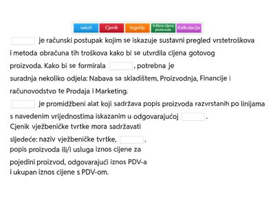 33. Izrada kalkulacije, izrada cjenika