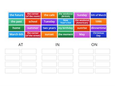 Prepositions AT, IN, ON