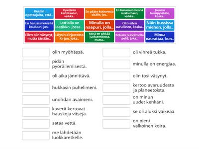 Jatka lausetta, sivulauseet