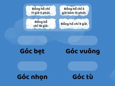 Bài 3: Nối mỗi câu sau với tên góc được tạo thành từ hai kim đồng hồ