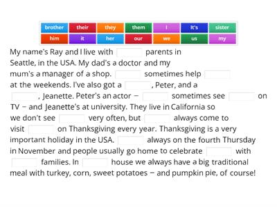 Pronouns (personal, possessive and object)